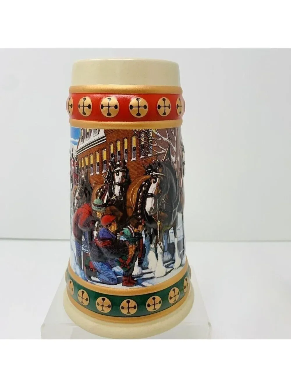 Budweiser Holiday Stein Collection Hometown Holiday Sleigh Bell Clydesdale Horse